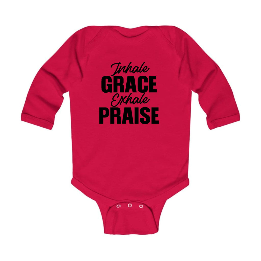 Infant Long Sleeve Graphic T-shirt Inhale Grace Exhale Praise Black - Childrens