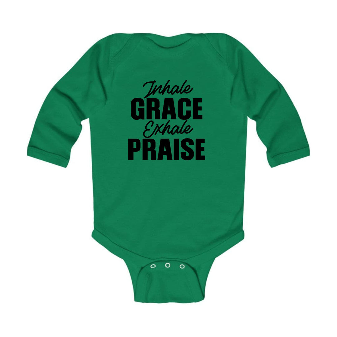 Infant Long Sleeve Graphic T-shirt Inhale Grace Exhale Praise Black - Childrens