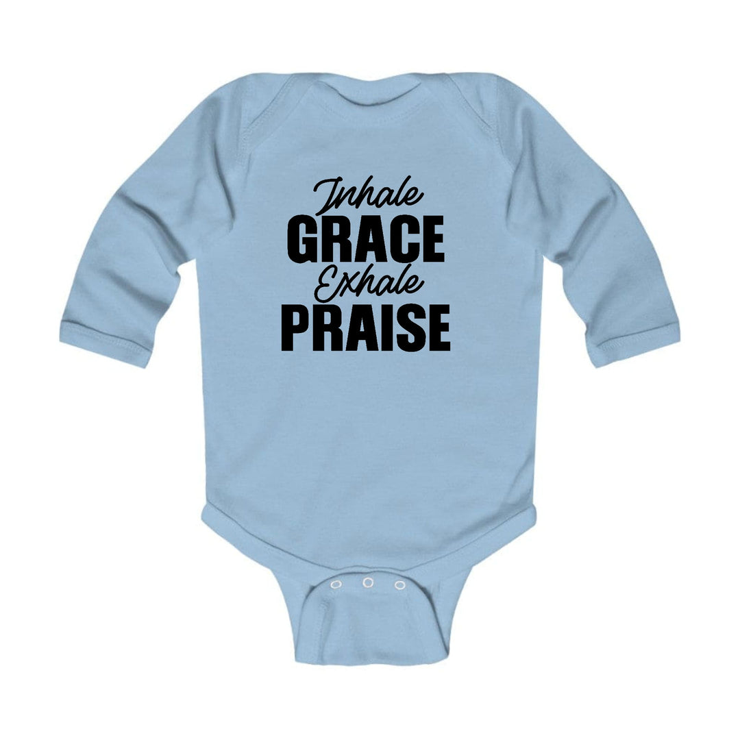 Infant Long Sleeve Graphic T-shirt Inhale Grace Exhale Praise Black - Childrens