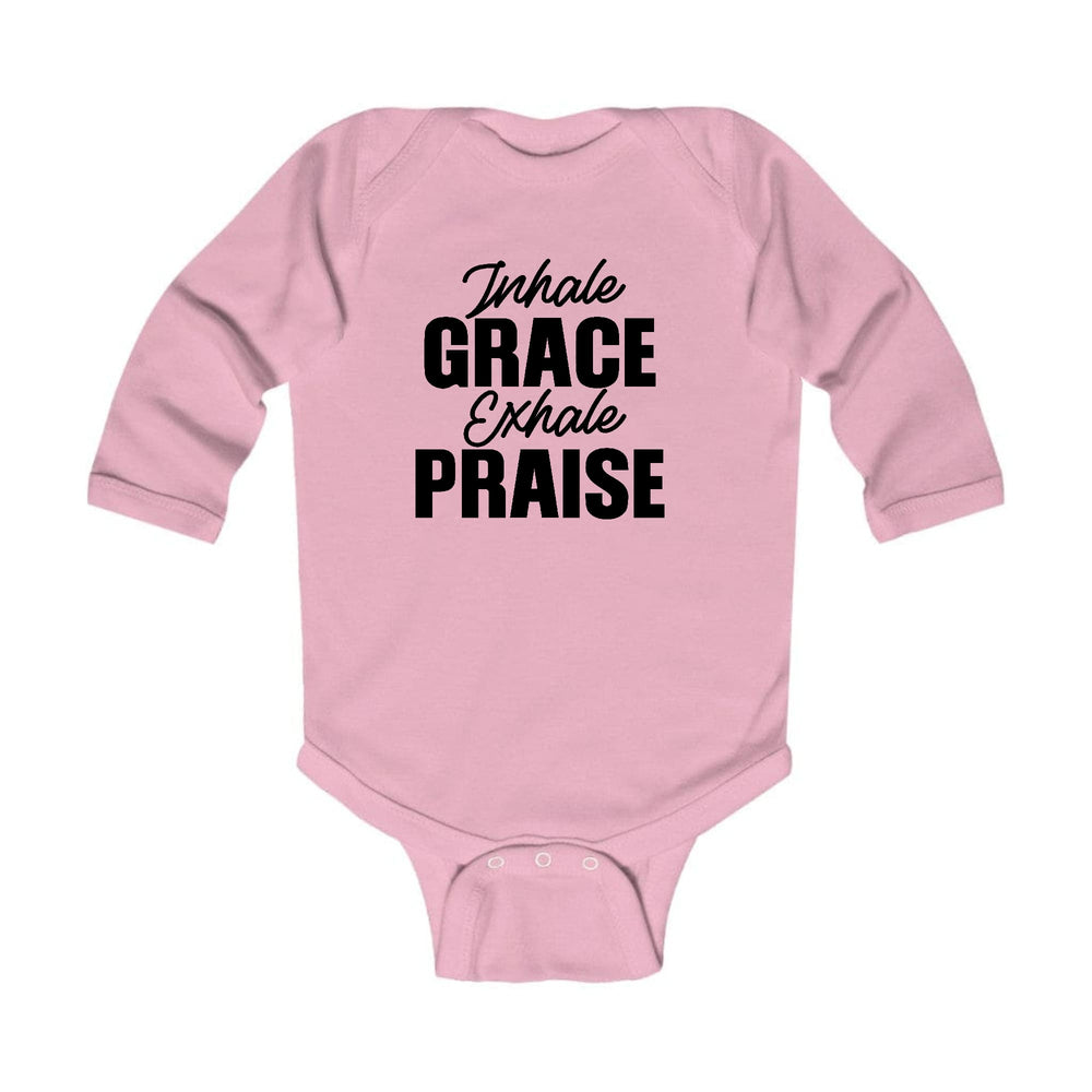 Infant Long Sleeve Graphic T-shirt Inhale Grace Exhale Praise Black - Childrens