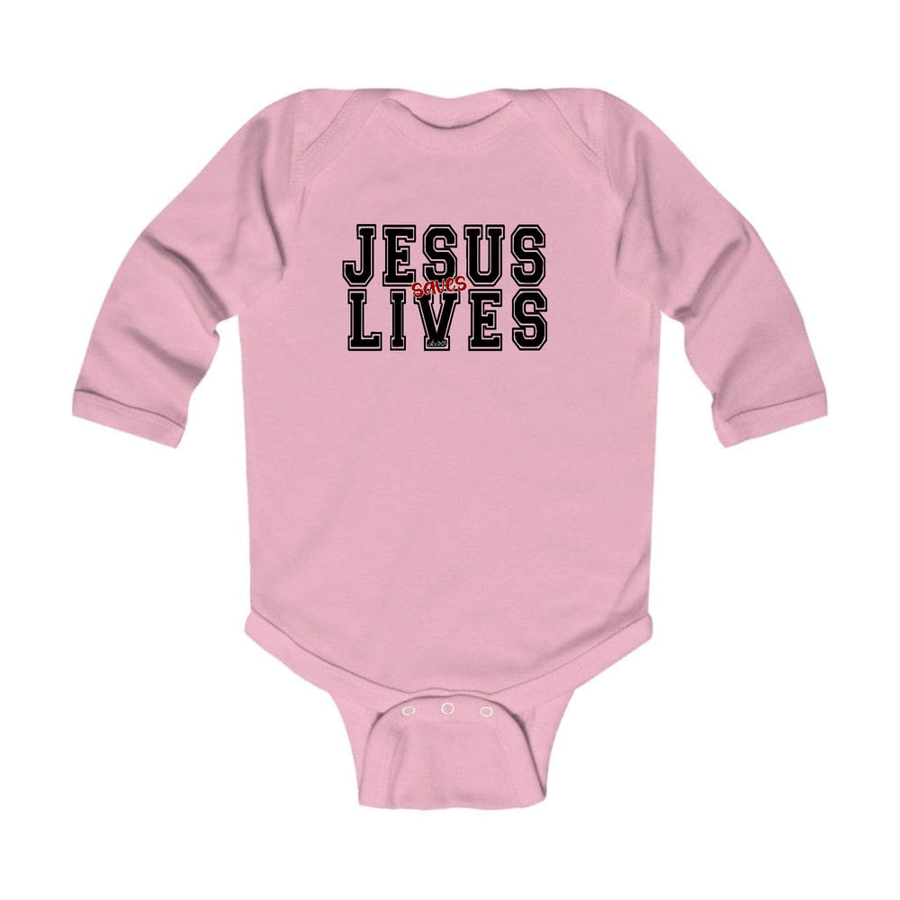 Infant Long Sleeve Graphic T-shirt Jesus Saves Lives Black Red - Childrens