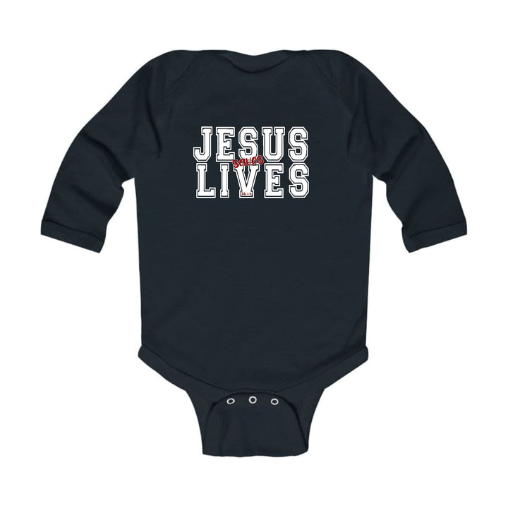 Infant Long Sleeve Graphic T-shirt - Jesus Saves Lives White Red - Childrens