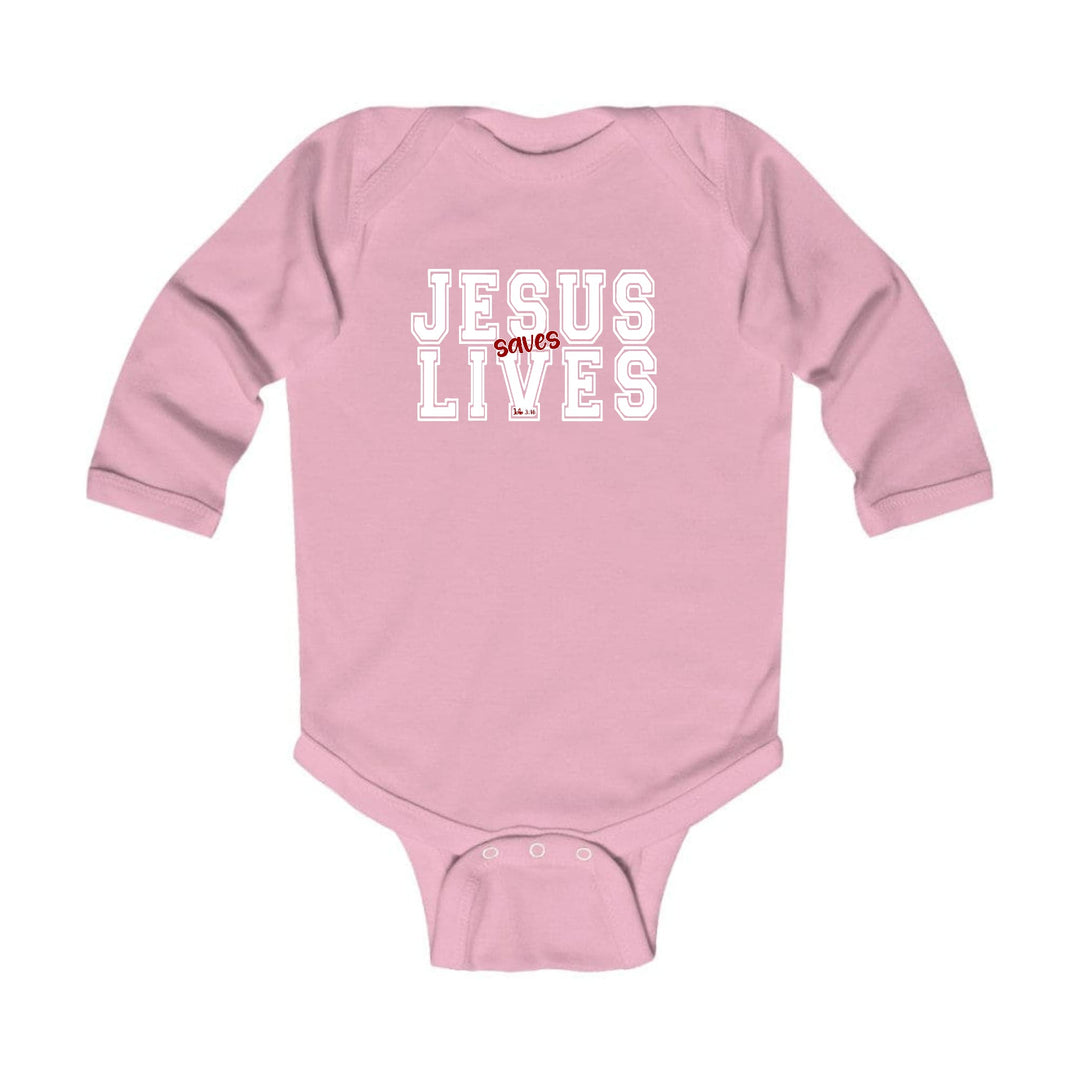 Infant Long Sleeve Graphic T-shirt - Jesus Saves Lives White Red - Childrens