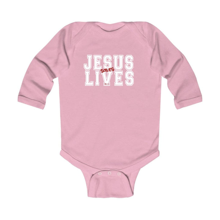 Infant Long Sleeve Graphic T-shirt - Jesus Saves Lives White Red - Childrens