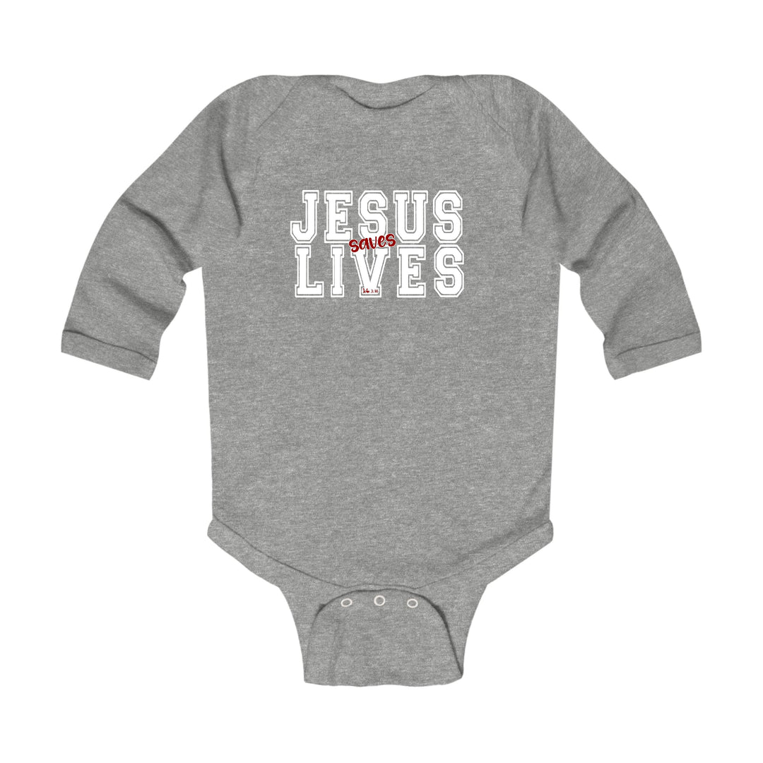 Infant Long Sleeve Graphic T-shirt - Jesus Saves Lives White Red - Childrens