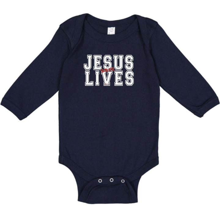 Infant Long Sleeve Graphic T-shirt - Jesus Saves Lives White Red - Childrens