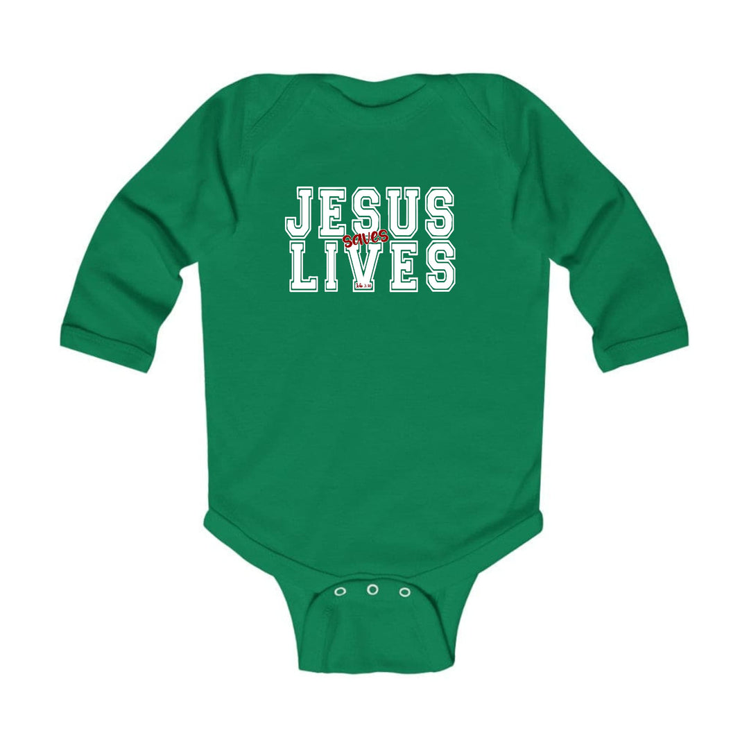 Infant Long Sleeve Graphic T-shirt - Jesus Saves Lives White Red - Childrens