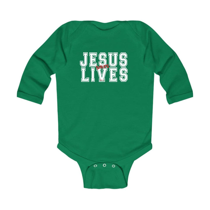 Infant Long Sleeve Graphic T-shirt - Jesus Saves Lives White Red - Childrens