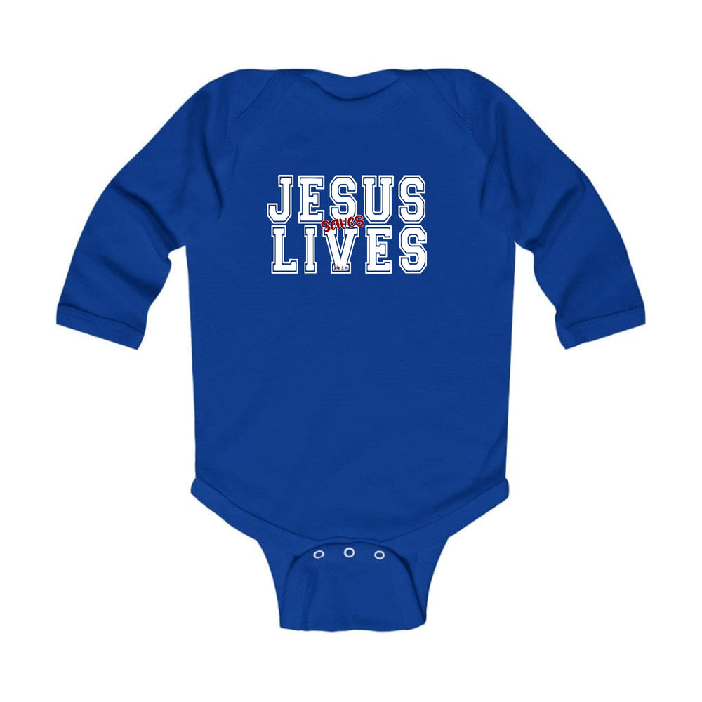 Infant Long Sleeve Graphic T-shirt Jesus Saves Lives White Red - Childrens