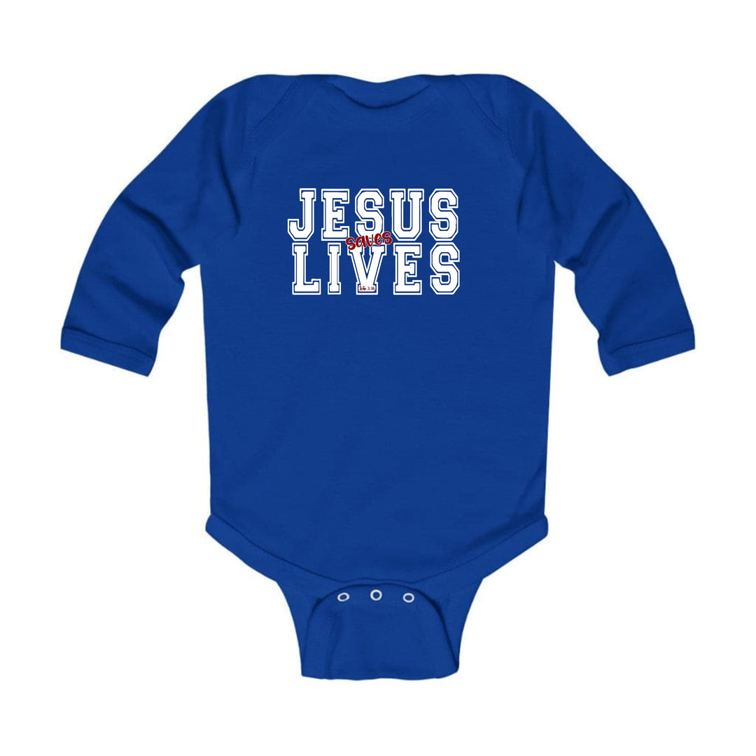 Infant Long Sleeve Graphic T-shirt - Jesus Saves Lives White Red - Childrens