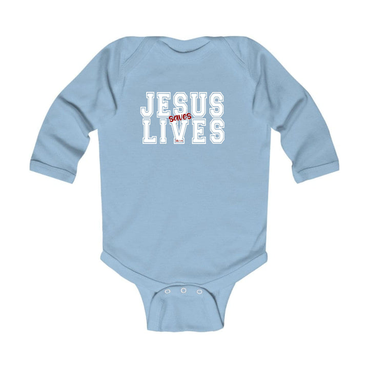 Infant Long Sleeve Graphic T-shirt - Jesus Saves Lives White Red - Childrens