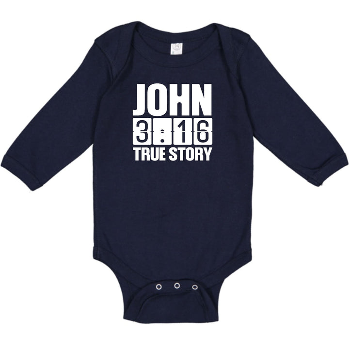 Infant Long Sleeve Graphic T-shirt John 3:16 True Story Print - Childrens