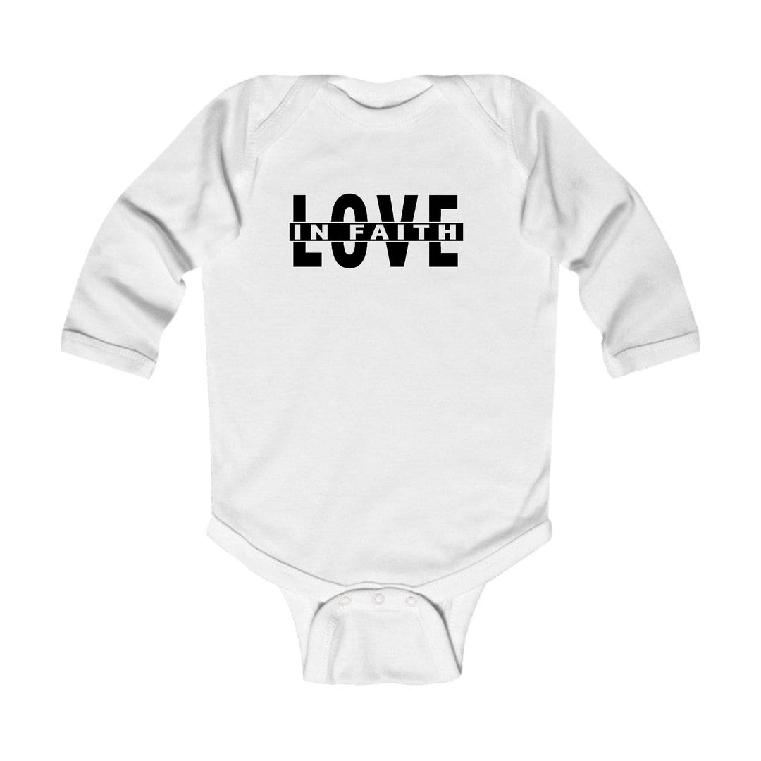 Infant Long Sleeve Graphic T-shirt Love in Faith Black Illustration - Childrens