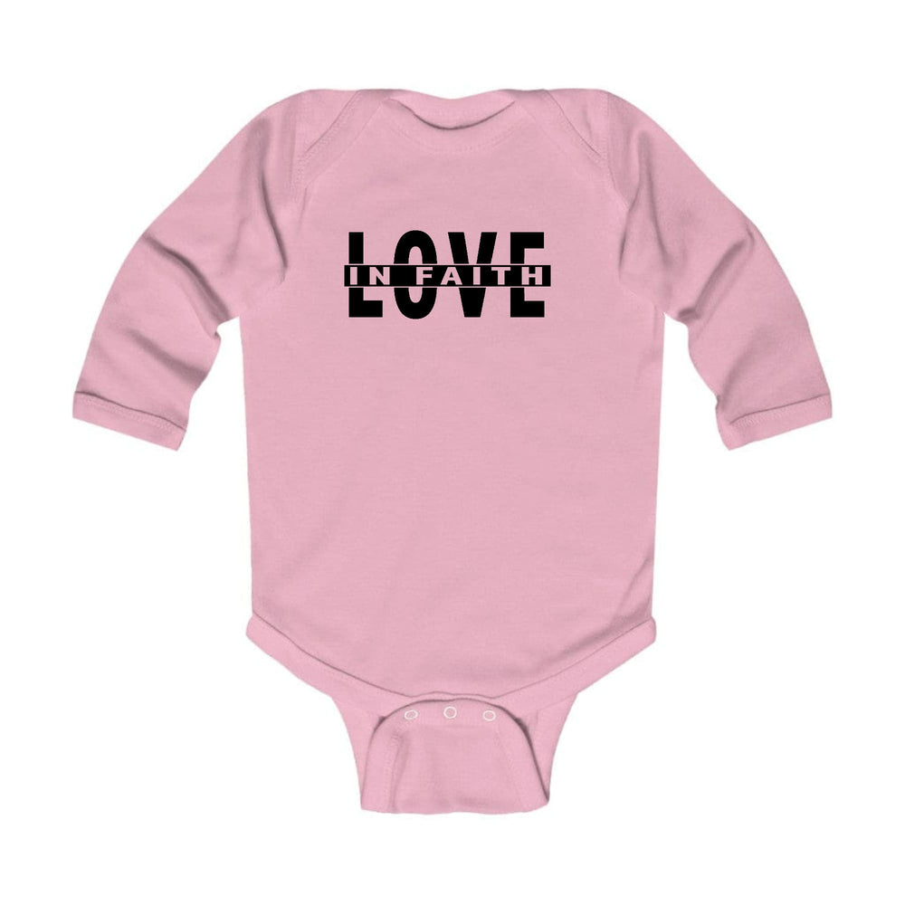 Infant Long Sleeve Graphic T-shirt Love in Faith Black Illustration - Childrens