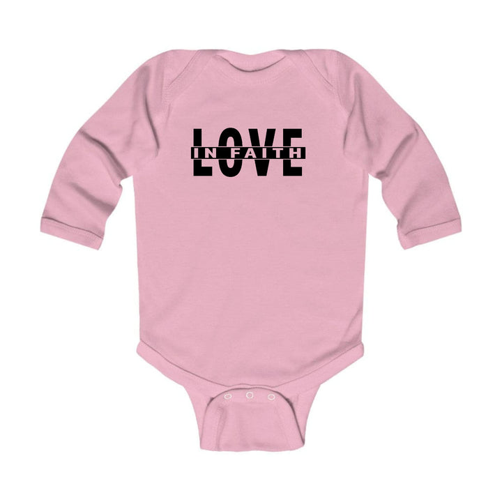 Infant Long Sleeve Graphic T-shirt Love in Faith Black Illustration - Childrens