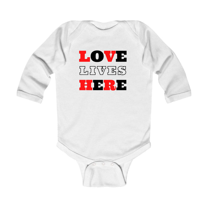 Infant Long Sleeve Graphic T-shirt Love Lives Here Christian Red - Childrens