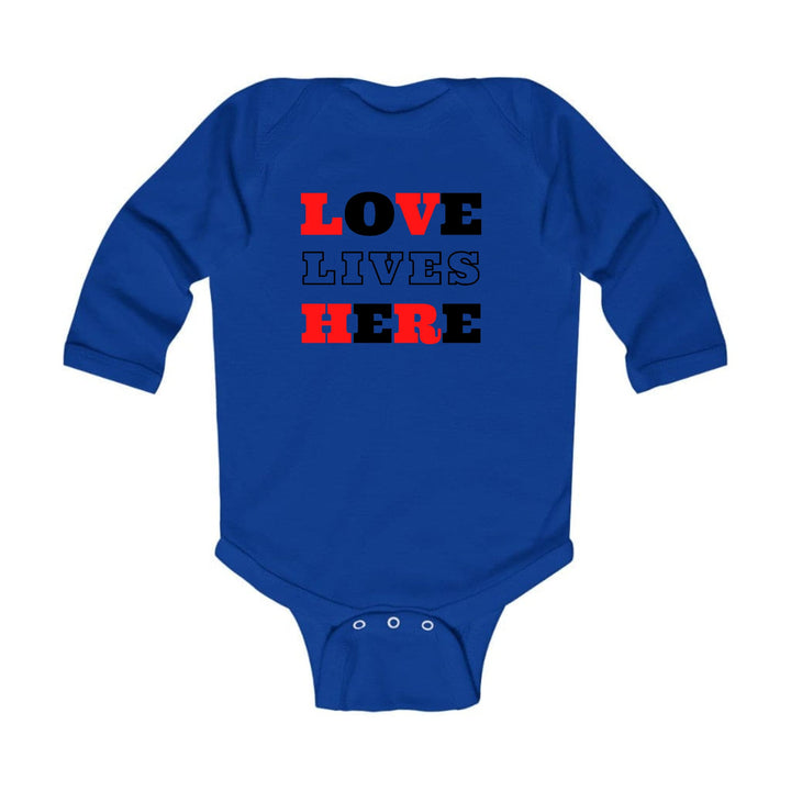 Infant Long Sleeve Graphic T-shirt Love Lives Here Christian Red - Childrens