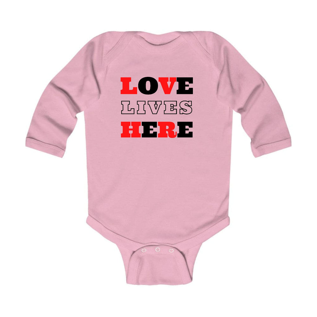 Infant Long Sleeve Graphic T-shirt Love Lives Here Christian Red - Childrens