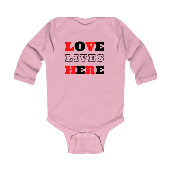 Infant Long Sleeve Graphic T-shirt Love Lives Here Christian Red - Childrens