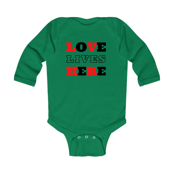 Infant Long Sleeve Graphic T-shirt Love Lives Here Christian Red - Childrens