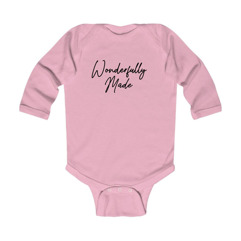 Infant Long Sleeve Graphic T-shirt Wonderfully Made Black Illustration