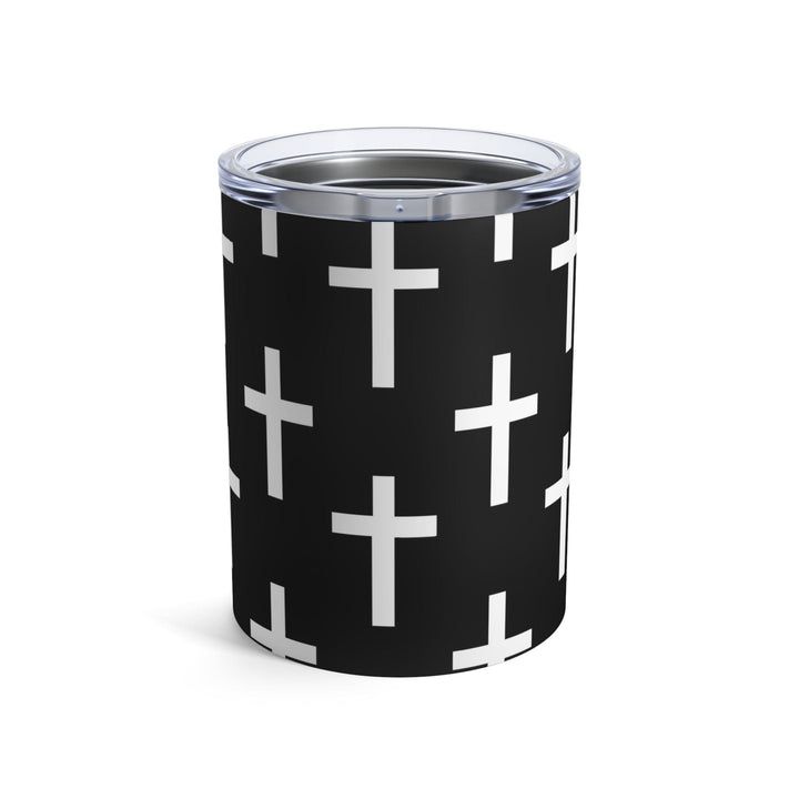 Insulated Tumbler 10oz Black And White Seamless Cross Pattern - Decorative