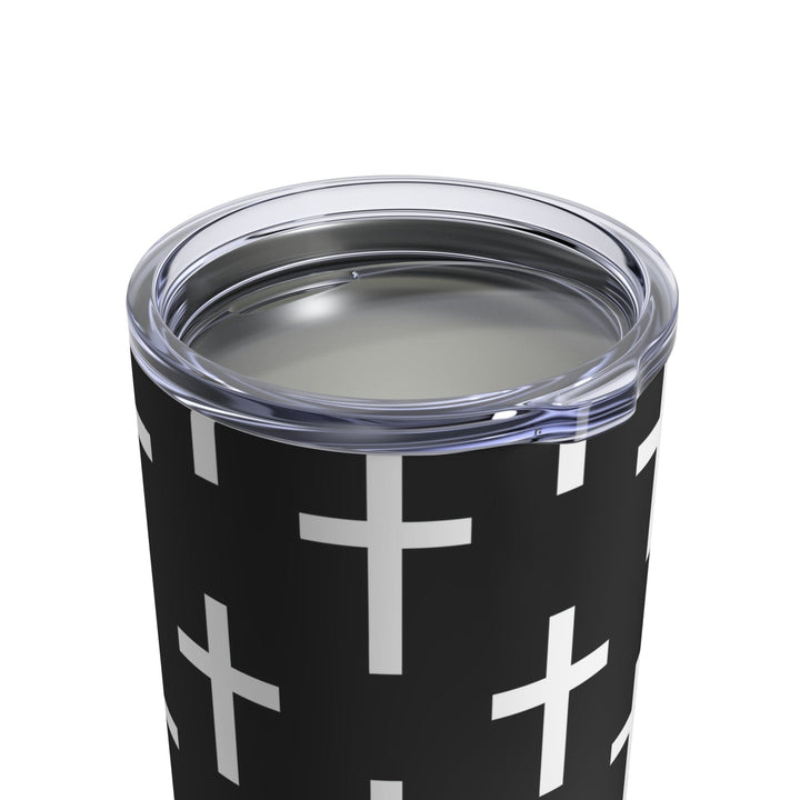 Insulated Tumbler 10oz Black And White Seamless Cross Pattern - Decorative