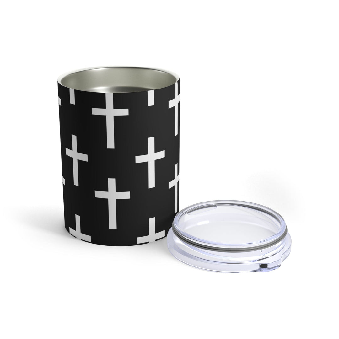 Insulated Tumbler 10oz Black And White Seamless Cross Pattern - Decorative