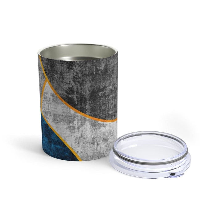 Insulated Tumbler 10oz Black Blue Grey Circular Geometric Print - Decorative