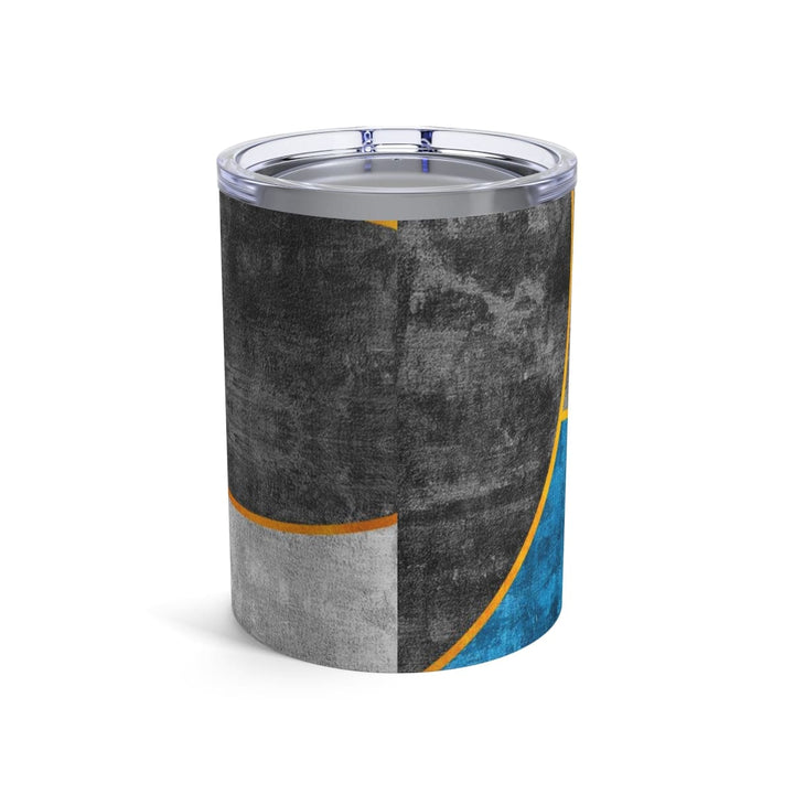 Insulated Tumbler 10oz Black Blue Grey Circular Geometric Print - Decorative