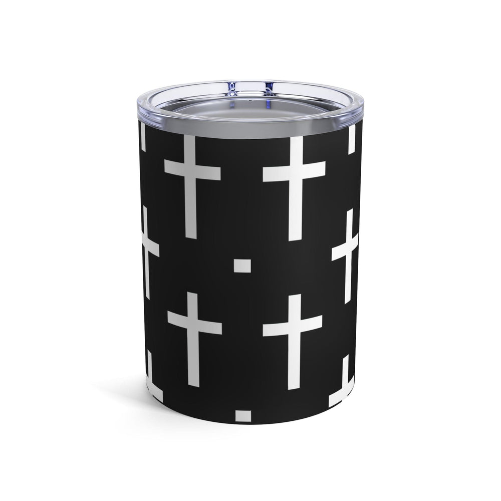 Insulated Tumbler 10oz Black White Cross Print - Decorative | Tumblers | 10oz