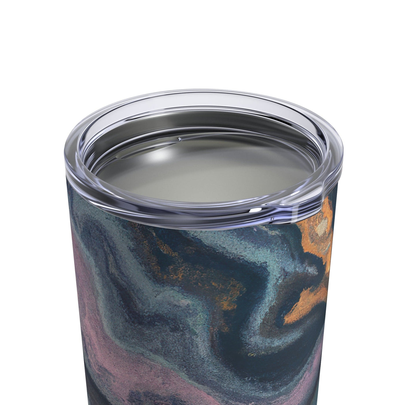 Insulated Tumbler 10oz Blue Pink Gold Abstract Marble Swirl Pattern - Mug