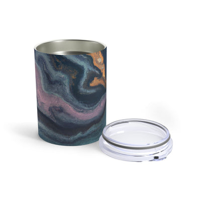 Insulated Tumbler 10oz Blue Pink Gold Abstract Marble Swirl Pattern - Mug