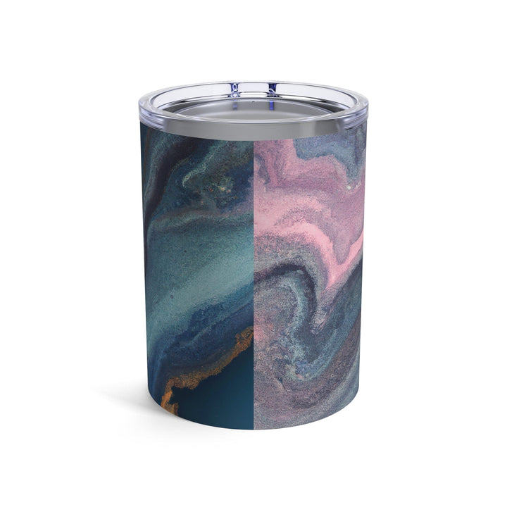 Insulated Tumbler 10oz Blue Pink Gold Abstract Marble Swirl Pattern