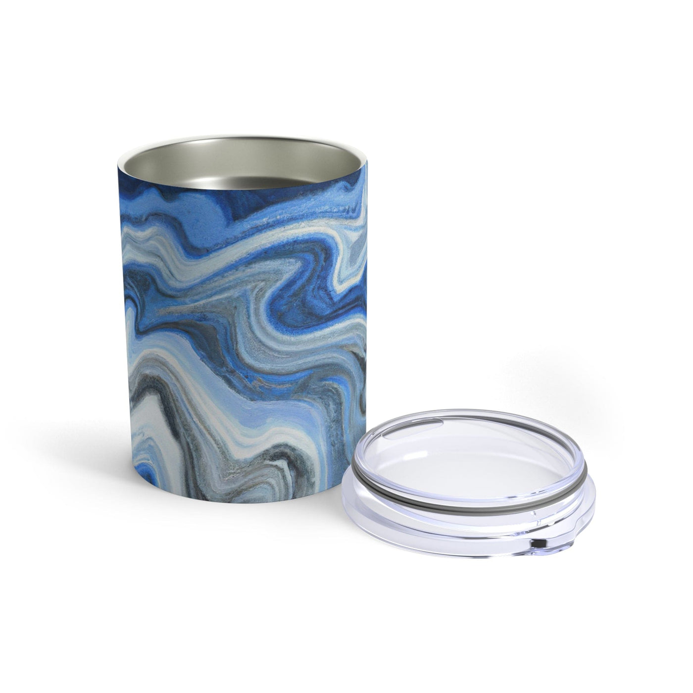 Insulated Tumbler 10oz Blue White Grey Marble Pattern - Mug