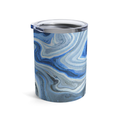 Insulated Tumbler 10oz Blue White Grey Marble Pattern - Mug