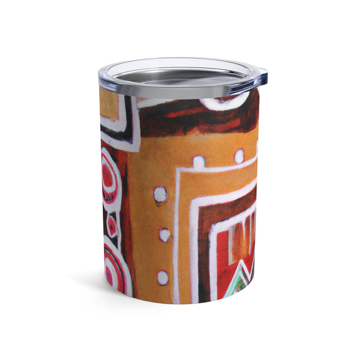 Insulated Tumbler 10oz Brown Orange Green Aztec Pattern - Decorative | Tumblers