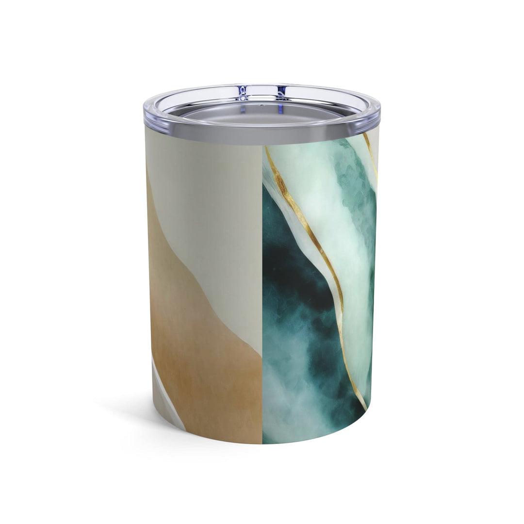 Insulated Tumbler 10oz Cream White Green Marbled Print - Decorative | Tumblers