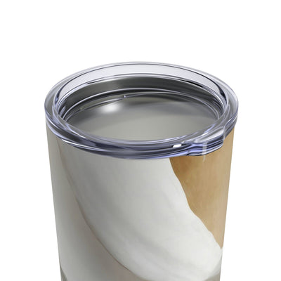 Insulated Tumbler 10oz Cream White Green Marbled Print - Mug