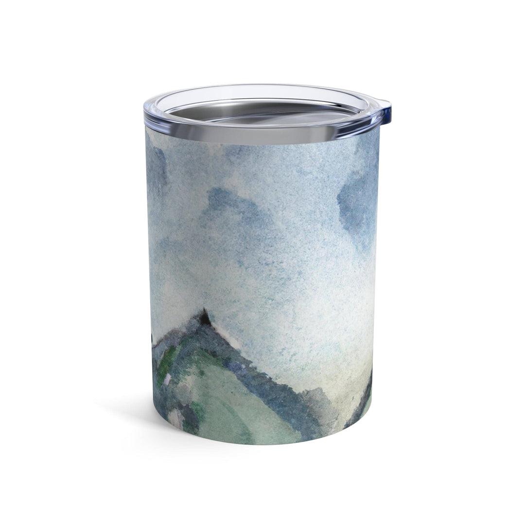 Insulated Tumbler 10oz Green Mountainside Nature Landscape Blue Sky Print