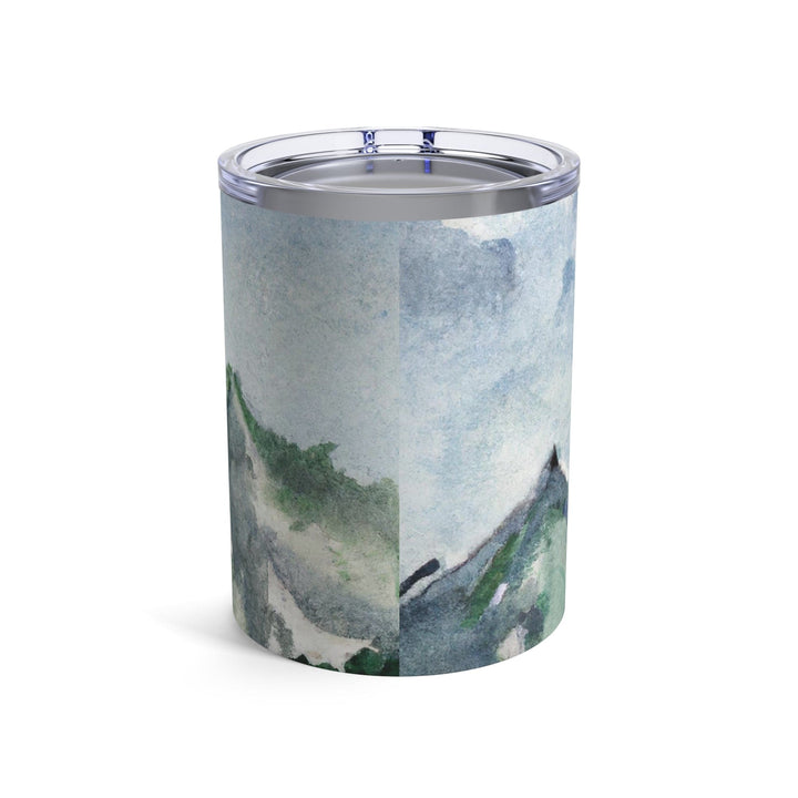 Insulated Tumbler 10oz Green Mountainside Nature Landscape Blue Sky Print