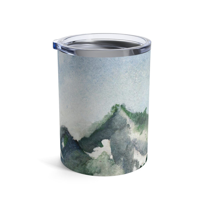 Insulated Tumbler 10oz Green Mountainside Nature Landscape Blue Sky Print