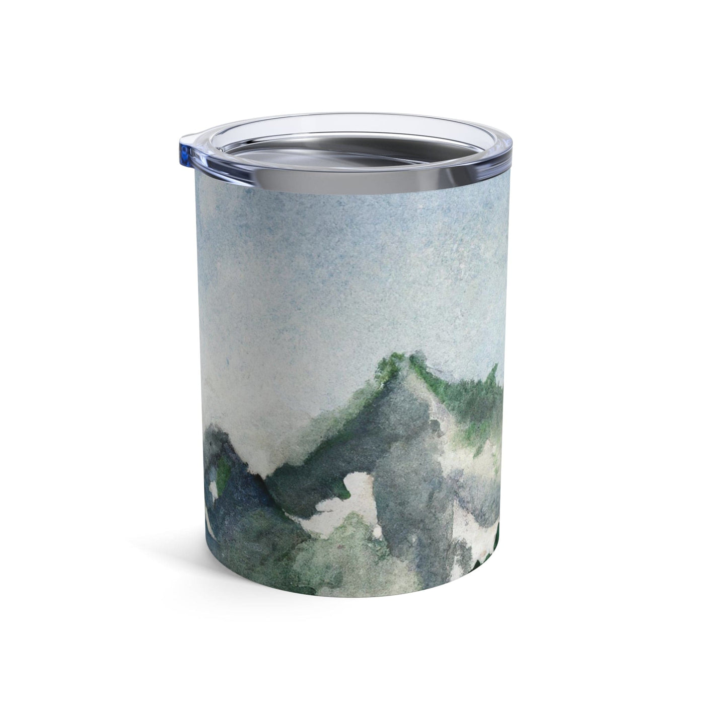 Insulated Tumbler 10oz Green Mountainside Nature Landscape Blue Sky Print - Mug