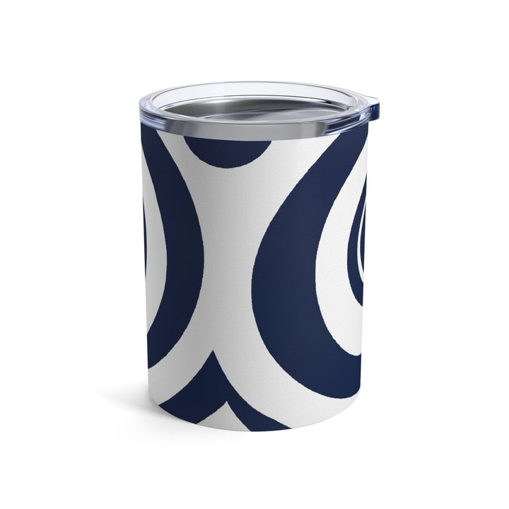 Insulated Tumbler 10oz Navy Blue And White Circular Pattern - Decorative