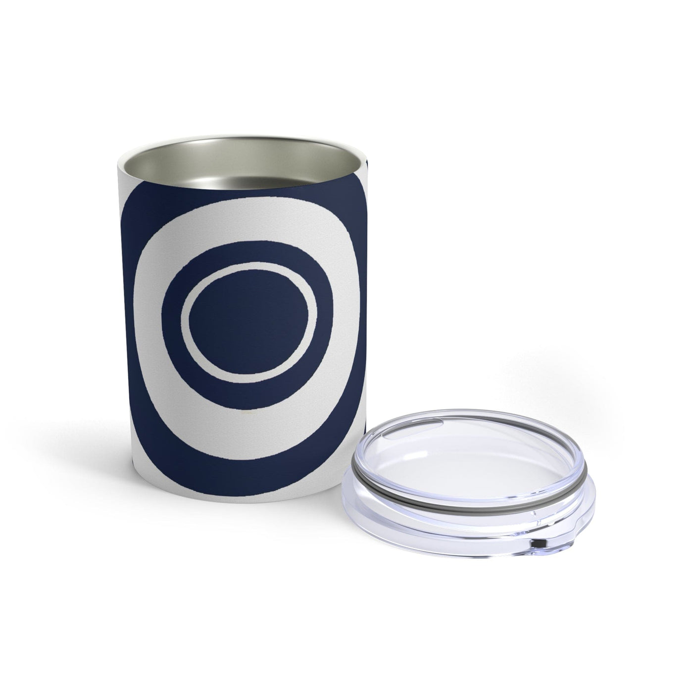 Insulated Tumbler 10oz Navy Blue And White Circular Pattern - Mug