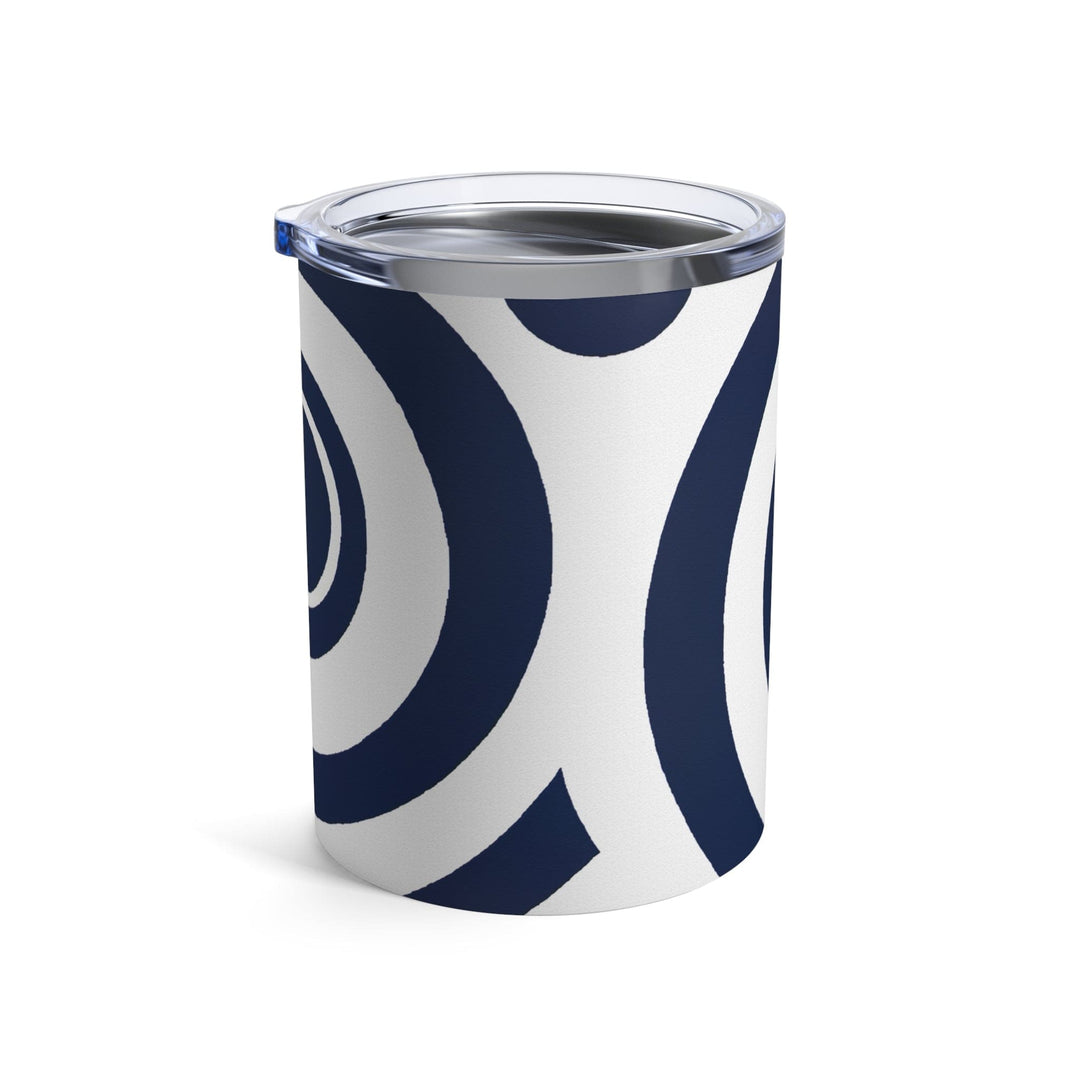 Insulated Tumbler 10oz Navy Blue And White Circular Pattern - Decorative