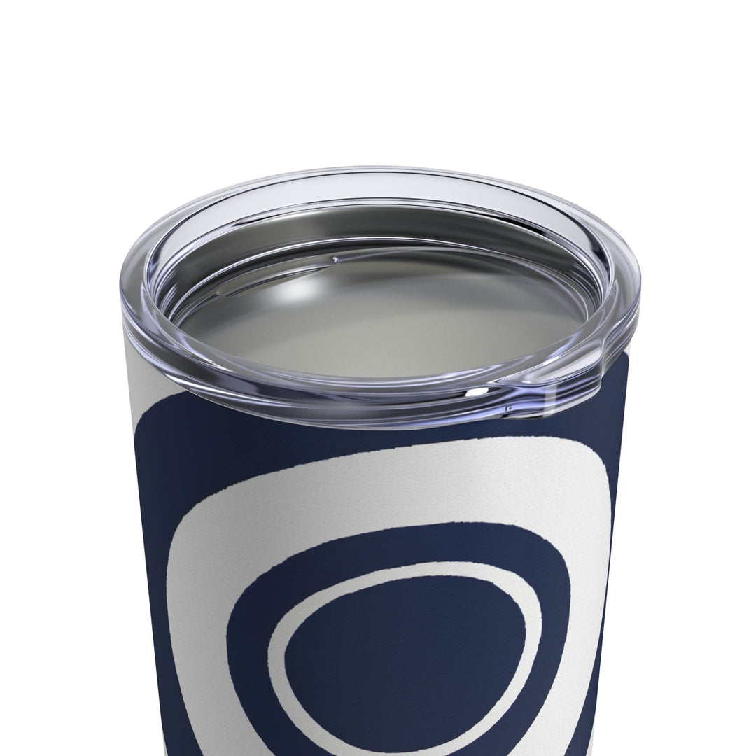 Insulated Tumbler 10oz Navy Blue And White Circular Pattern - Decorative