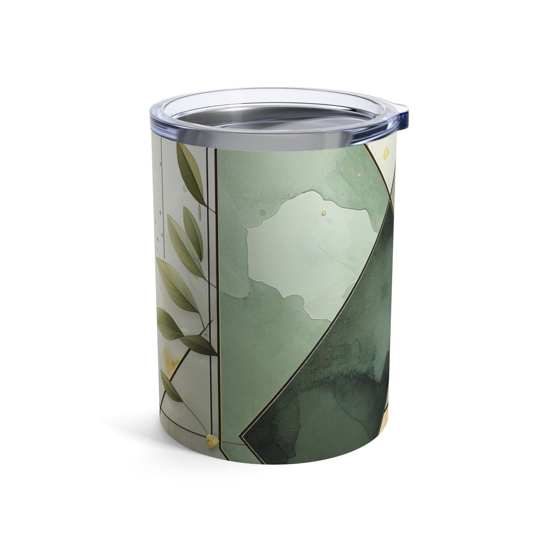 Insulated Tumbler 10oz Olive Green Mint Leaf Geometric Print - Decorative