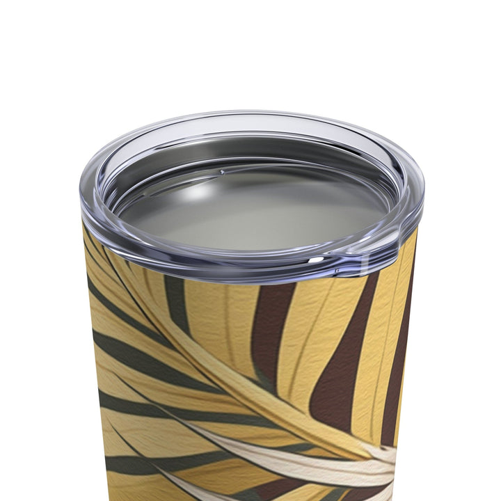 Insulated Tumbler 10oz Palm Tree Leaves Yellow And Green Illustration