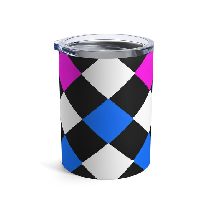 Insulated Tumbler 10oz Pink Blue Checkered Pattern - Decorative | Tumblers